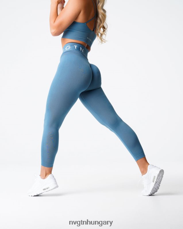 nők fitnesz B8T0BH498 NVGTN kő kék varrat nélküli sport leggings