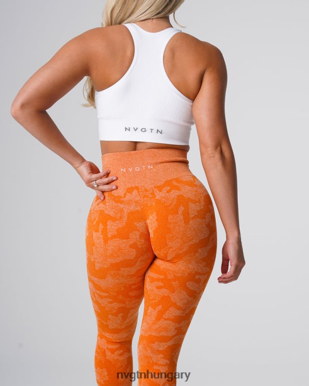 nők fitnesz B8T0BH669 NVGTN égetett narancs Camo varrat nélküli leggings