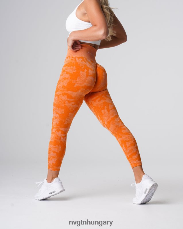 nők fitnesz B8T0BH669 NVGTN égetett narancs Camo varrat nélküli leggings