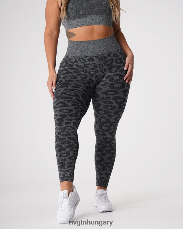 nők fitnesz B8T0BH676 NVGTN fekete pettyes leopárd varrat nélküli leggings