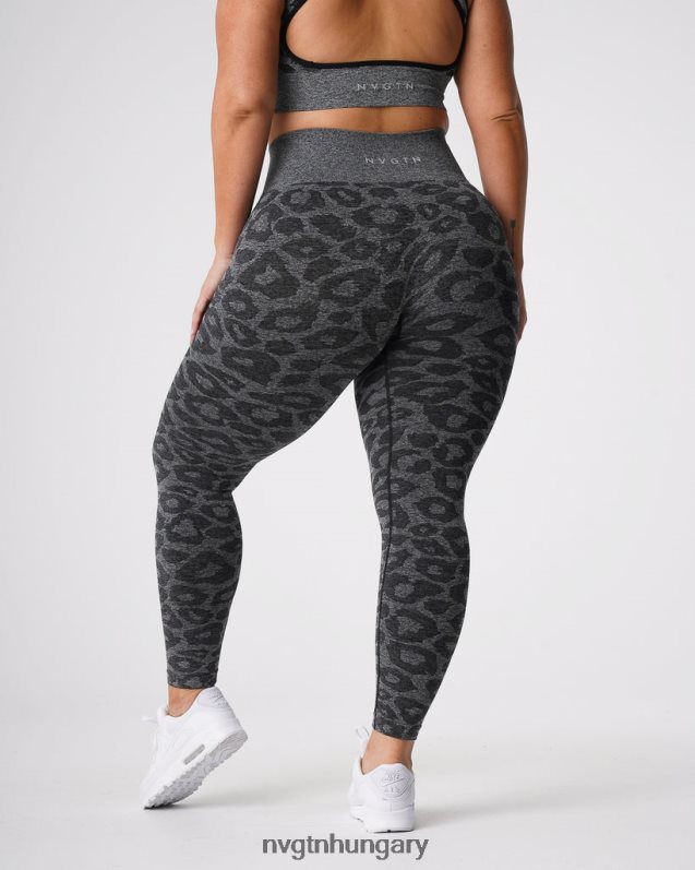 nők fitnesz B8T0BH676 NVGTN fekete pettyes leopárd varrat nélküli leggings