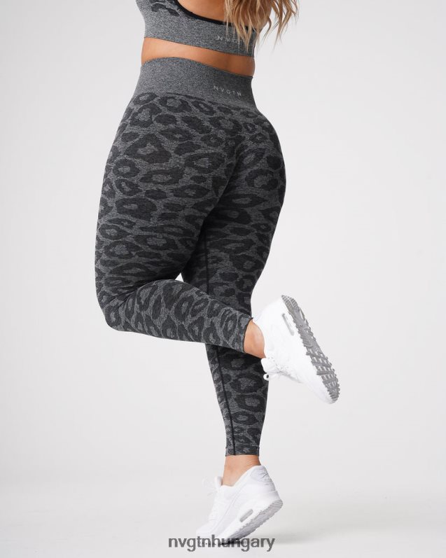 nők fitnesz B8T0BH676 NVGTN fekete pettyes leopárd varrat nélküli leggings