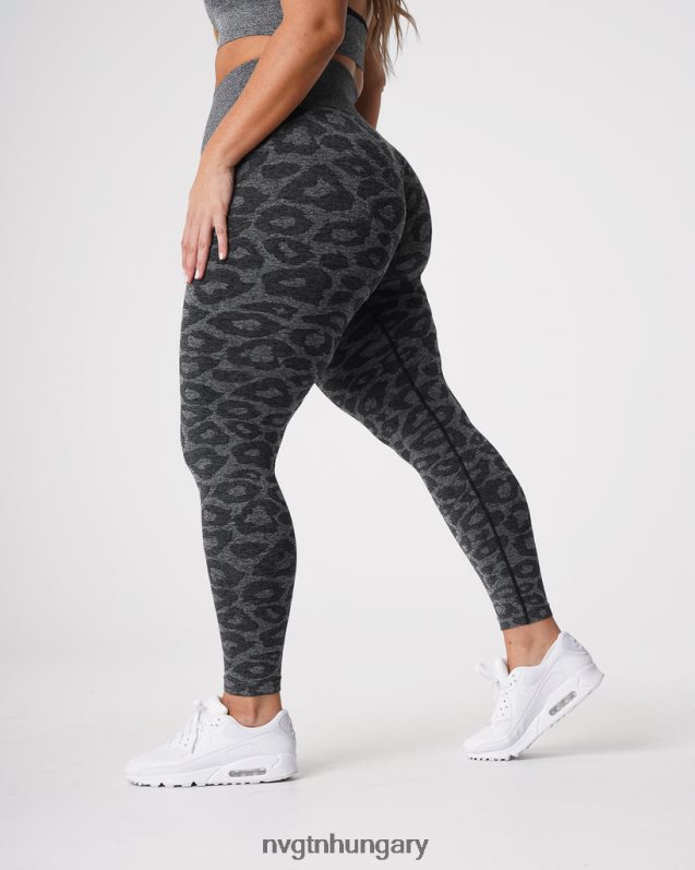 nők fitnesz B8T0BH676 NVGTN fekete pettyes leopárd varrat nélküli leggings
