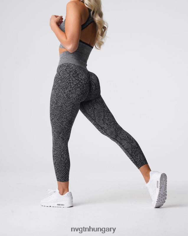 nők fitnesz B8T0BH678 NVGTN fekete pettyes kígyóbőr varrat nélküli leggings