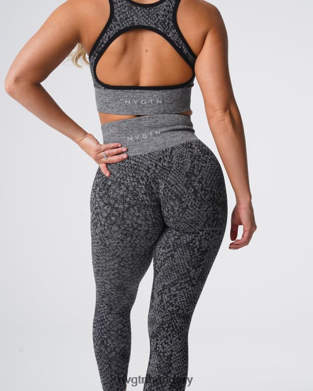 nők fitnesz B8T0BH678 NVGTN fekete pettyes kígyóbőr varrat nélküli leggings