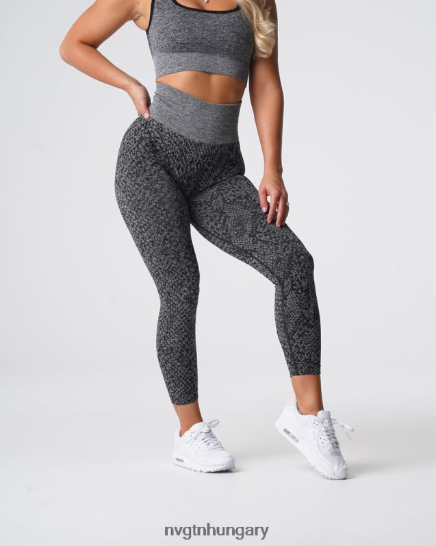 nők fitnesz B8T0BH678 NVGTN fekete pettyes kígyóbőr varrat nélküli leggings
