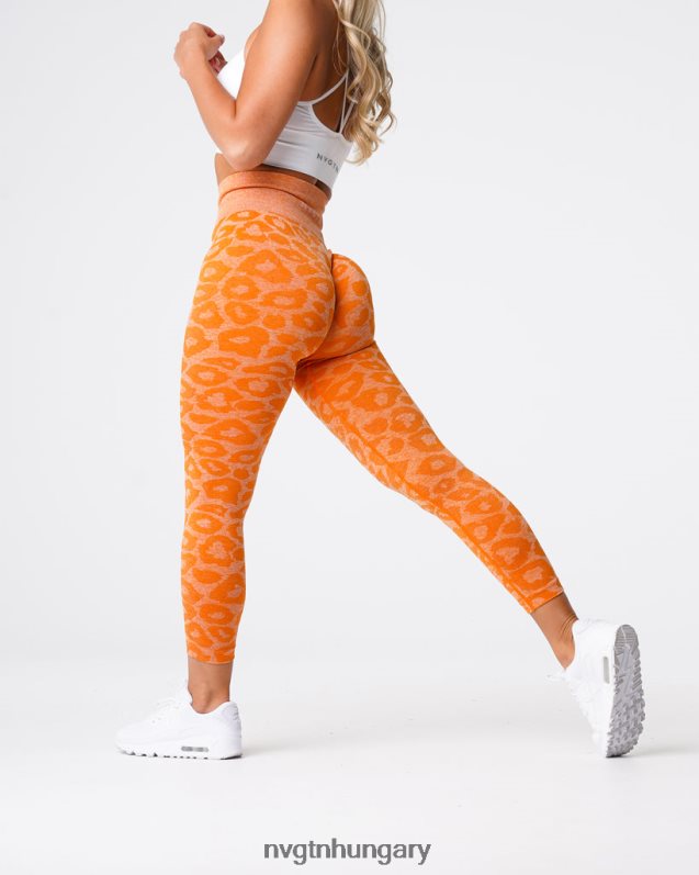 nők fitnesz B8T0BH682 NVGTN égetett narancs leopárd varrat nélküli leggings