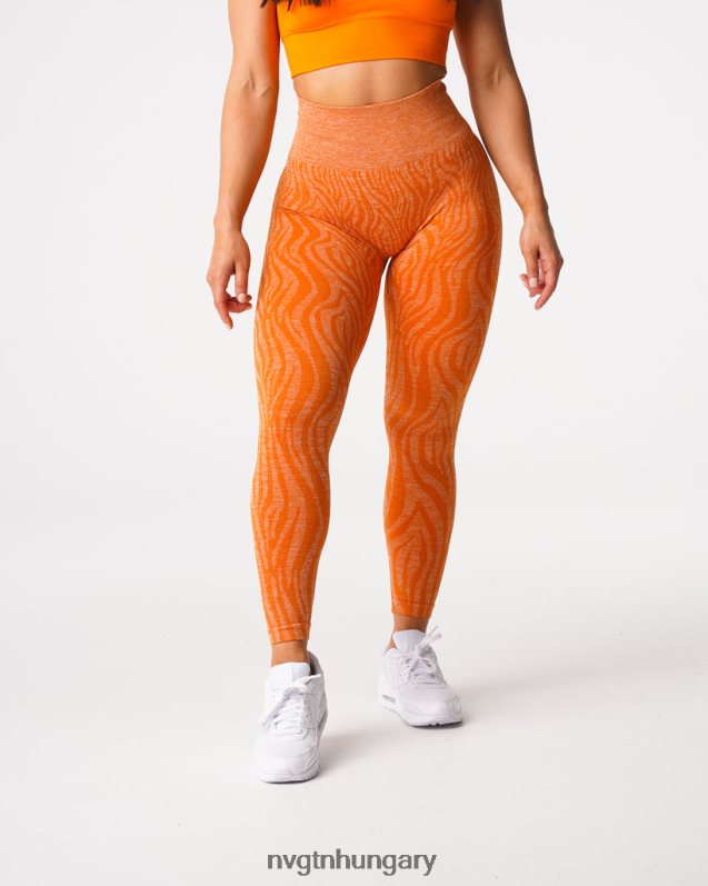 nők fitnesz B8T0BH683 NVGTN égetett narancs zebra varrat nélküli leggings