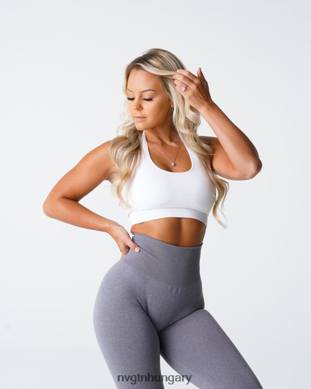 nők fitnesz B8T0BH115 NVGTN fehér határtalan bordázott varrat nélküli kötőfék melltartó
