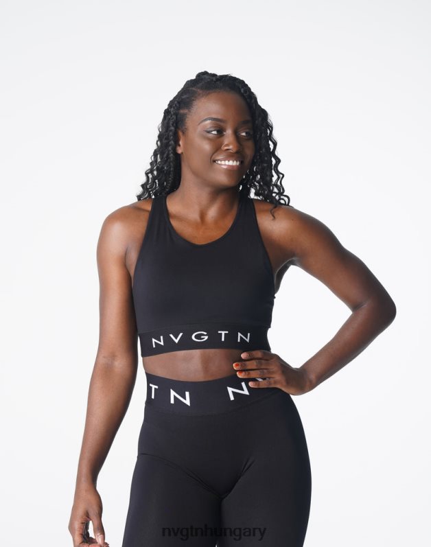 nők fitnesz B8T0BH132 NVGTN fekete trilógia sport varrat nélküli melltartó