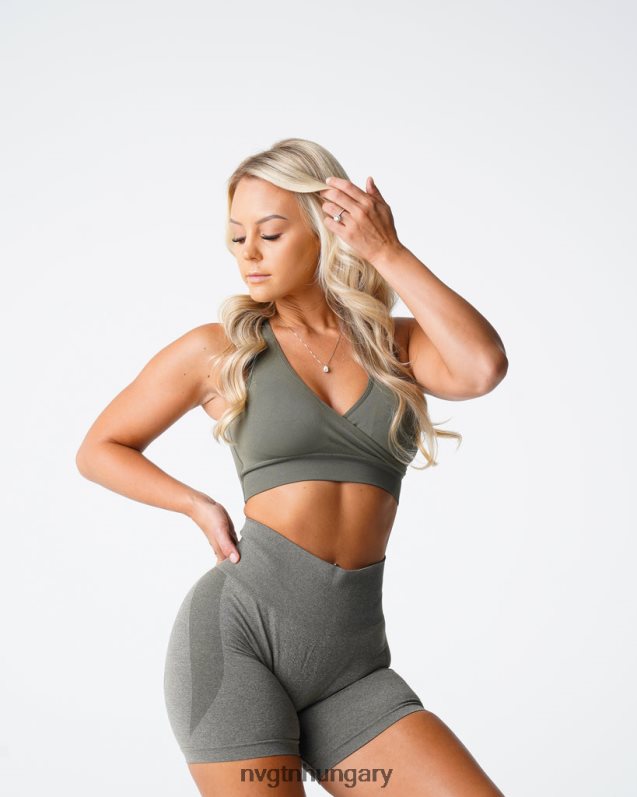 nők fitnesz B8T0BH143 NVGTN khaki zöld üldözés varrat nélküli melltartó