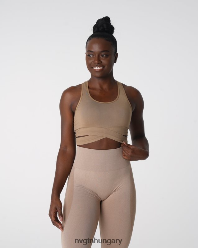 nők fitnesz B8T0BH145 NVGTN bézs faragatlan varrat nélküli melltartó felső