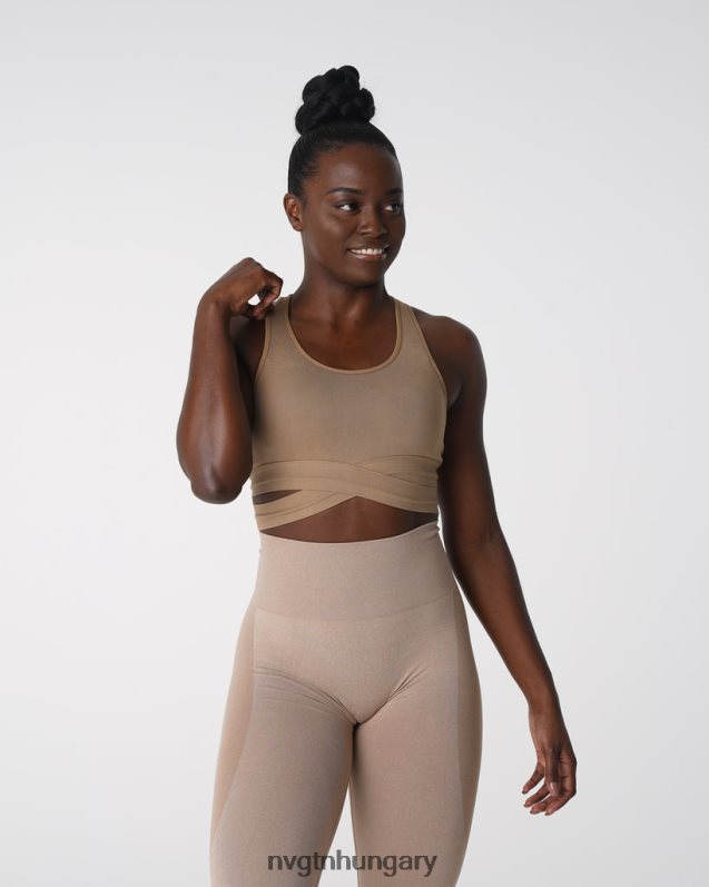 nők fitnesz B8T0BH145 NVGTN bézs faragatlan varrat nélküli melltartó felső