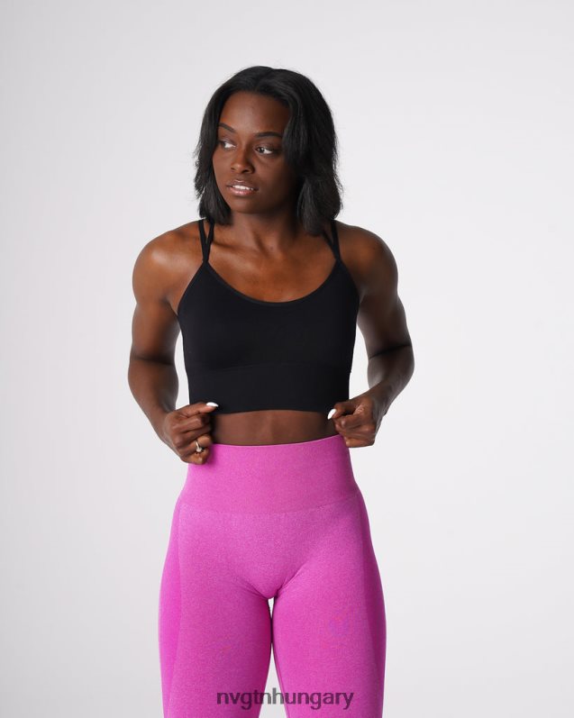 nők fitnesz B8T0BH162 NVGTN fekete virágzik varrat nélküli melltartó