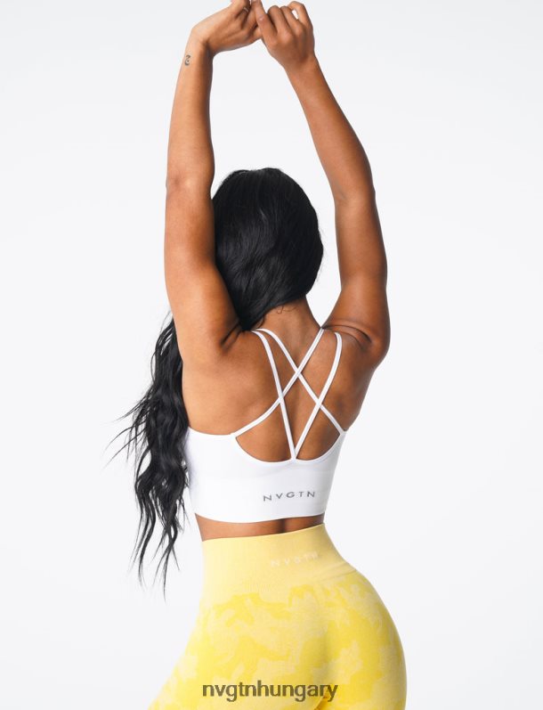nők fitnesz B8T0BH163 NVGTN fehér virágzik varrat nélküli melltartó