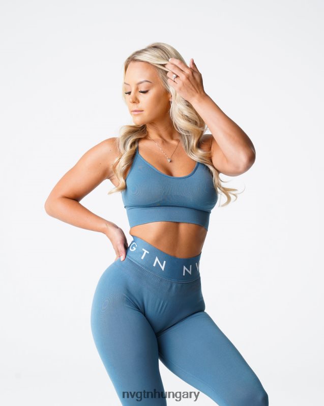 nők fitnesz B8T0BH165 NVGTN kő kék virágzik varrat nélküli melltartó