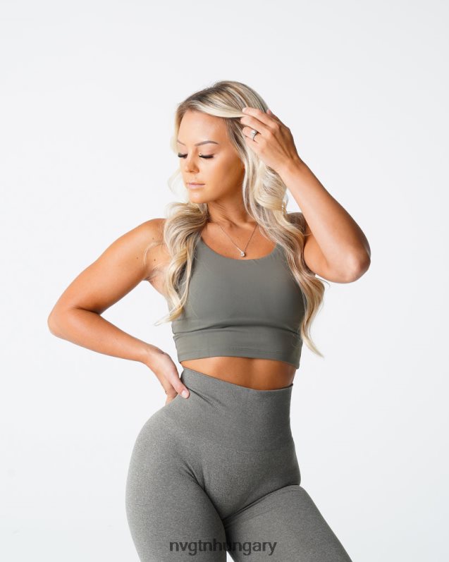 nők fitnesz B8T0BH191 NVGTN khaki zöld poise melltartó felső