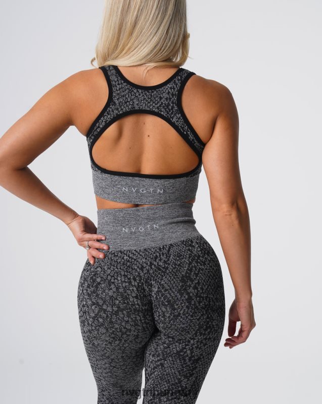 nők fitnesz B8T0BH215 NVGTN fekete pettyes kígyóbőr eclipse varrat nélküli melltartó