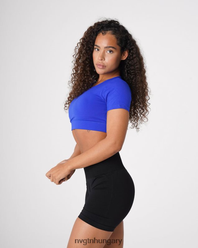 nők fitnesz B8T0BH223 NVGTN zafír kék nyitott hátú póló