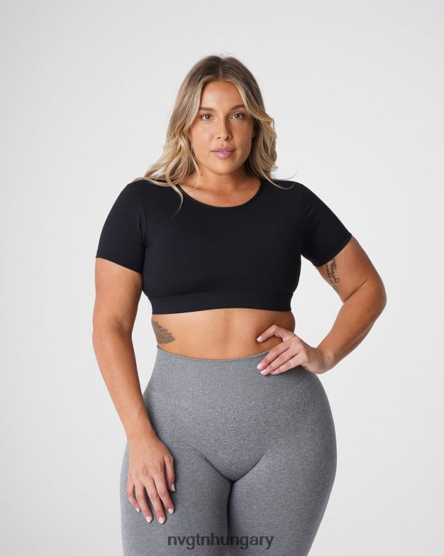 nők fitnesz B8T0BH77 NVGTN fekete nyitott hátú póló