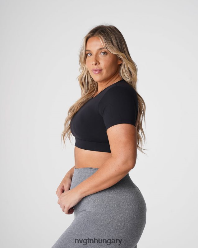 nők fitnesz B8T0BH77 NVGTN fekete nyitott hátú póló