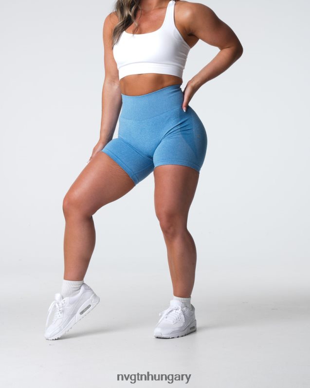nők fitnesz B8T0BH325 NVGTN égszínkék kontúr varrat nélküli rövidnadrág