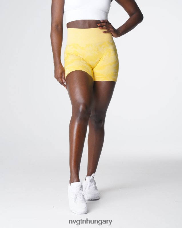 nők fitnesz B8T0BH449 NVGTN napfény sárga terepszínű varrás nélküli rövidnadrág