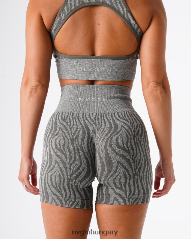 nők fitnesz B8T0BH471 NVGTN khaki zöld zebra varrat nélküli rövidnadrág