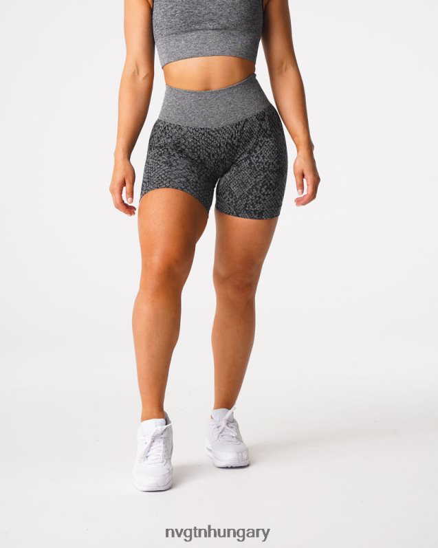 nők fitnesz B8T0BH473 NVGTN fekete pettyes kígyóbőr varrat nélküli rövidnadrág