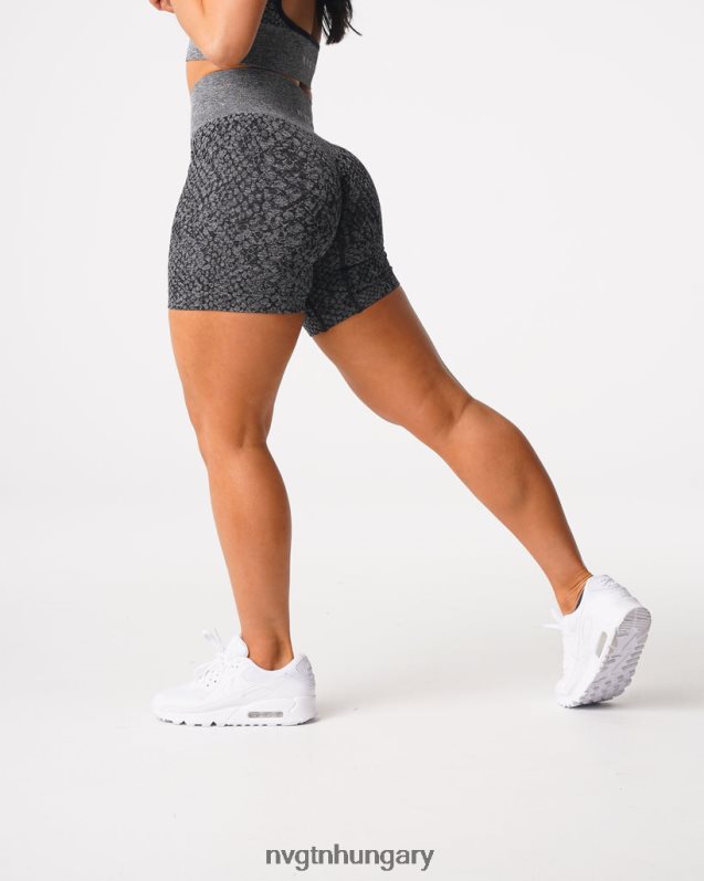 nők fitnesz B8T0BH473 NVGTN fekete pettyes kígyóbőr varrat nélküli rövidnadrág
