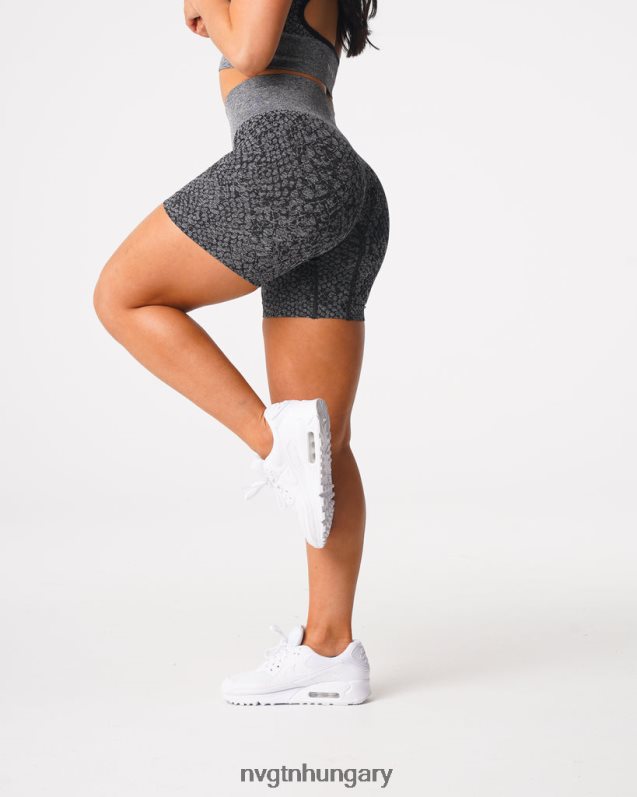 nők fitnesz B8T0BH473 NVGTN fekete pettyes kígyóbőr varrat nélküli rövidnadrág